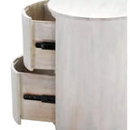Table d'appoint ronde en bois massif blanc avec deux tiroirs, 24 pouces