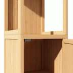Meuble de rangement de salle de bain en bambou, meuble autoportant multifonctionnel avec 2 étagères et 1 porte, organisateur de salle de bain et de cuisine
