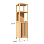 Meuble de rangement de salle de bain en bambou, meuble autoportant multifonctionnel avec 2 étagères et 1 porte, organisateur de salle de bain et de cuisine