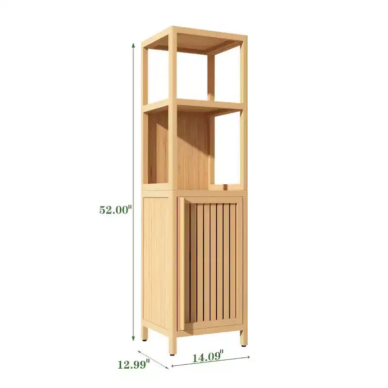Meuble de rangement de salle de bain en bambou, meuble autoportant multifonctionnel avec 2 étagères et 1 porte, organisateur de salle de bain et de cuisine