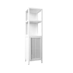 Meuble de rangement de salle de bain en bambou, meuble autoportant multifonctionnel avec 2 étagères et 1 porte, organisateur de salle de bain et de cuisine
