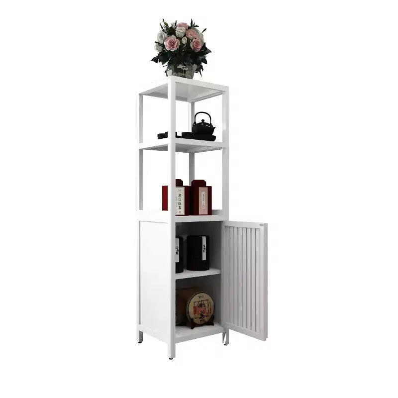 Meuble de rangement de salle de bain en bambou, meuble autoportant multifonctionnel avec 2 étagères et 1 porte, organisateur de salle de bain et de cuisine