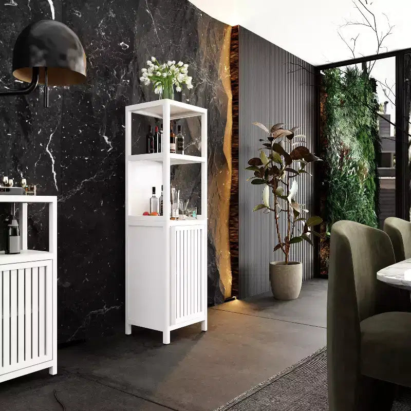 Meuble de rangement de salle de bain en bambou, meuble autoportant multifonctionnel avec 2 étagères et 1 porte, organisateur de salle de bain et de cuisine