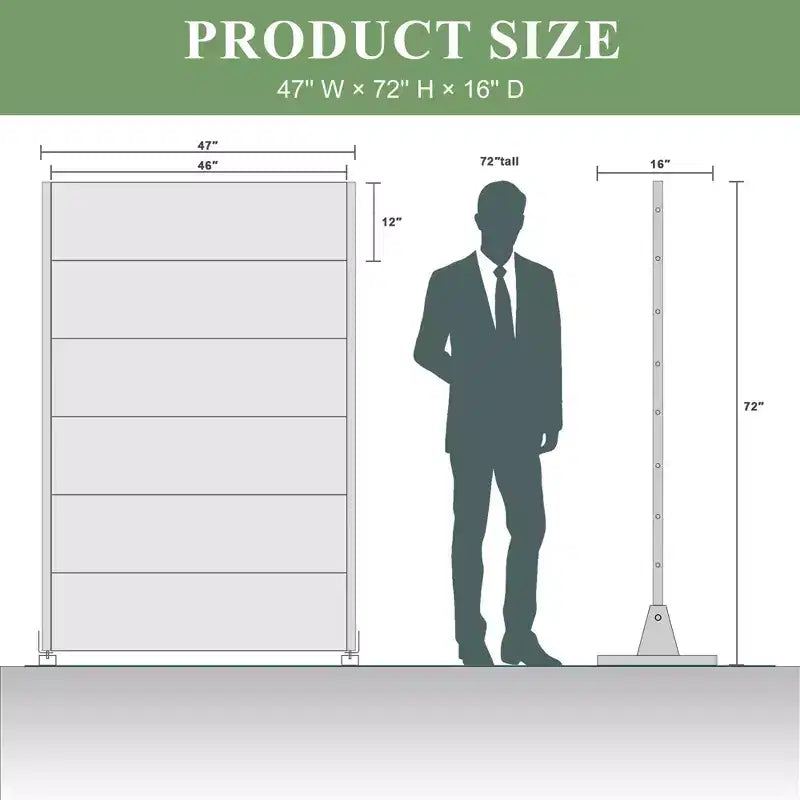 Paravent d'extérieur en métal de 72x47 pouces, paravent de séparation autoportant pour l'intérieur, blanc