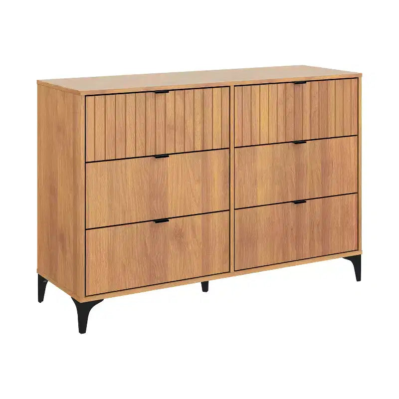 Commode 6 tiroirs (verrouillage) – Noyer ambré