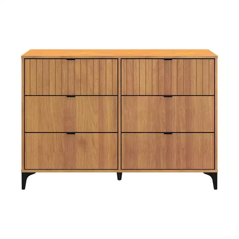 Commode 6 tiroirs (verrouillage) – Noyer ambré