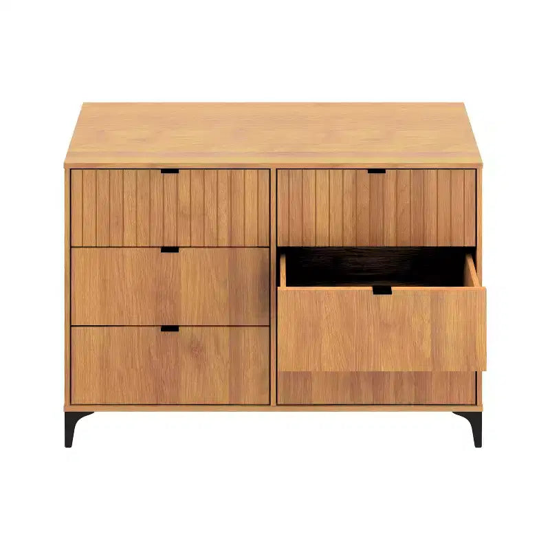 Commode 6 tiroirs (verrouillage) – Noyer ambré