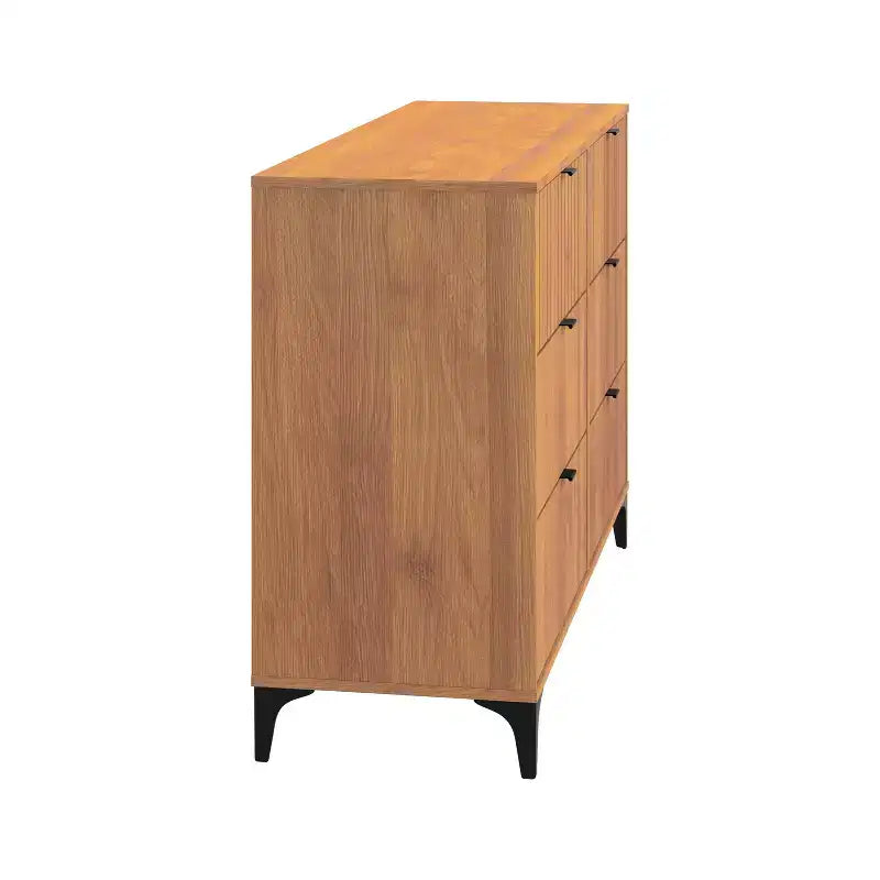 Commode 6 tiroirs (verrouillage) – Noyer ambré