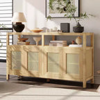 Bahut de style bohème, buffet avec 4 portes et 1 étagère ouverte, meuble de rangement pour salon, salle à manger, cuisine