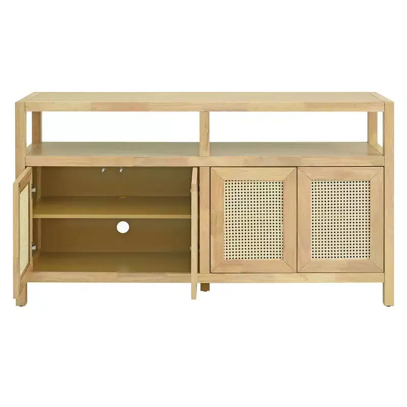 Bahut de style bohème, buffet avec 4 portes et 1 étagère ouverte, meuble de rangement pour salon, salle à manger, cuisine
