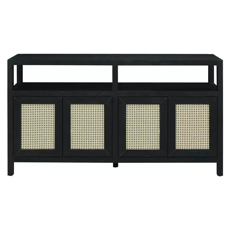Bahut de style bohème, buffet avec 4 portes et 1 étagère ouverte, meuble de rangement pour salon, salle à manger, cuisine