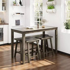 Table à manger en bois avec table à manger rectangulaire, tabourets et banc
