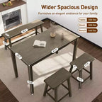 Table à manger en bois avec table à manger rectangulaire, tabourets et banc