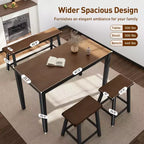 Table à manger en bois avec table à manger rectangulaire, tabourets et banc