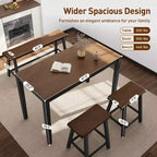 Table à manger en bois avec table à manger rectangulaire, tabourets et banc