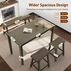 Table à manger en bois avec table à manger rectangulaire, tabourets et banc