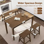 Table à manger en bois avec table à manger rectangulaire, tabourets et banc