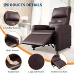 Fauteuil Inclinable Électrique - Chaleur et Massage, Fauteuil Relax Électrique Réglable Ergonomique en Cuir PU, Dossier Haut, Siège Rembourré, Sièges de Cinéma Maison