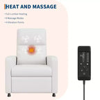 Fauteuil Inclinable Électrique - Chaleur et Massage, Fauteuil Relax Électrique Réglable Ergonomique en Cuir PU, Dossier Haut, Siège Rembourré, Sièges de Cinéma Maison