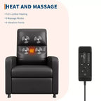 Fauteuil Inclinable Électrique - Chaleur et Massage, Fauteuil Relax Électrique Réglable Ergonomique en Cuir PU, Dossier Haut, Siège Rembourré, Sièges de Cinéma Maison