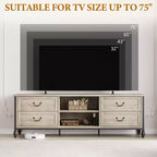 Meuble TV pour téléviseur 70 pouces, meuble de rangement pour salon avec placard et étagères ouvertes, meuble de console TV pour salon, chambre à coucher