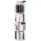 Bibliothèque tournante en bois à 4 niveaux, étagère sur pied à 360° et organiseur de rangement multifonctionnel pour salon, enfants et adultes