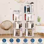Bibliothèque tournante en bois à 4 niveaux, étagère sur pied à 360° et organiseur de rangement multifonctionnel pour salon, enfants et adultes