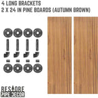 Tablettes Autumn Brown de 24 po avec supports en L