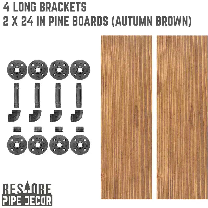 Tablettes Autumn Brown de 24 po avec supports en L