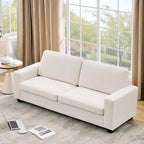 Canapé 3 places en velours côtelé de 84 po avec assise profonde, canapé rembourré moderne avec de larges accoudoirs pour salon, beige