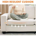 Canapé 3 places en velours côtelé de 84 po avec assise profonde, canapé rembourré moderne avec de larges accoudoirs pour salon, beige