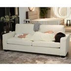 Canapé 3 places en velours côtelé de 84 po avec assise profonde, canapé rembourré moderne avec de larges accoudoirs pour salon, beige