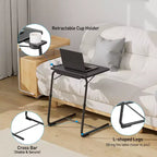 Table de plateau TV réglable, Table de dîner TV sur lit ou canapé, Table pliante confortable avec 6 réglages de hauteur et 3 réglages d'angle d'inclinaison, Table d'appoint