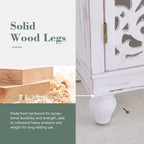 Bahut de rangement sculpté creux effet vieilli avec pieds en bois massif pour salon, entrée, couloir