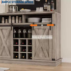 Buffet de Cuisine Haut de 75 po, Grand Rangement pour Cuisines, Armoires de Garde-Manger, Meuble de Bar à Café Blanc avec Porte Coulissante Style Grange