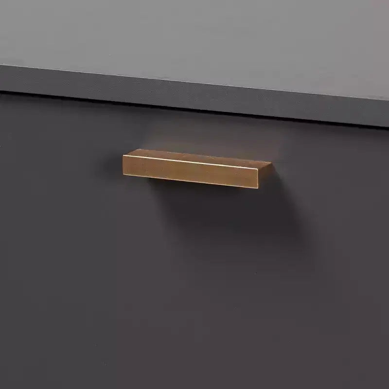 Meuble bas en bois 3 portes gris foncé/doré : Organisateur d'entrée avec 4 étagères