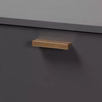 Meuble bas en bois 3 portes gris foncé/doré : Organisateur d'entrée avec 4 étagères