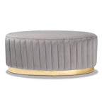 Pouf en tissu velours et cuir PU or