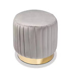 Pouf en tissu velours et cuir PU or