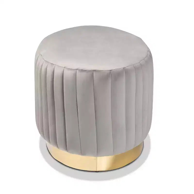 Pouf en tissu velours et cuir PU or