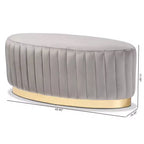 Pouf en tissu velours et cuir PU or