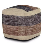 Pouf carré tissé à la main Beige/Marron/Noir