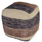 Pouf carré tissé à la main Beige/Marron/Noir