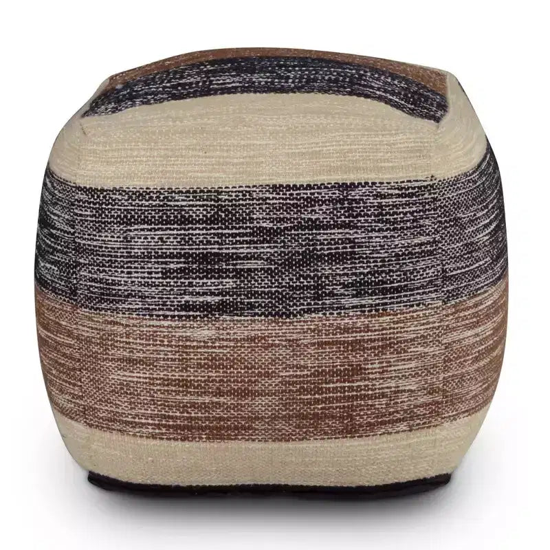Pouf carré tissé à la main Beige/Marron/Noir