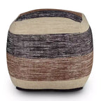 Pouf carré tissé à la main Beige/Marron/Noir