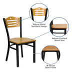 Chaise de restaurant en métal noir à dossier en lattes