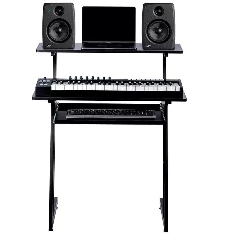 Bureau de studio d'enregistrement avec plateforme surélevée et tiroir pour clavier, Poste de travail de studio, Stable et léger, Pour studio à domicile