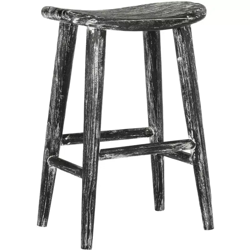 Tabouret haut en bois - Noir/Finition blanchie/Bois de sungkai