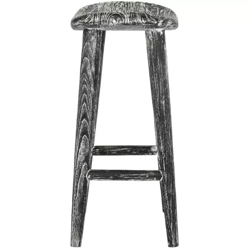 Tabouret haut en bois - Noir/Finition blanchie/Bois de sungkai