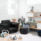 Canapé fauteuil pour enfants avec accoudoirs, cadeau d'anniversaire pour bébé et tout-petit avec pouf, noir